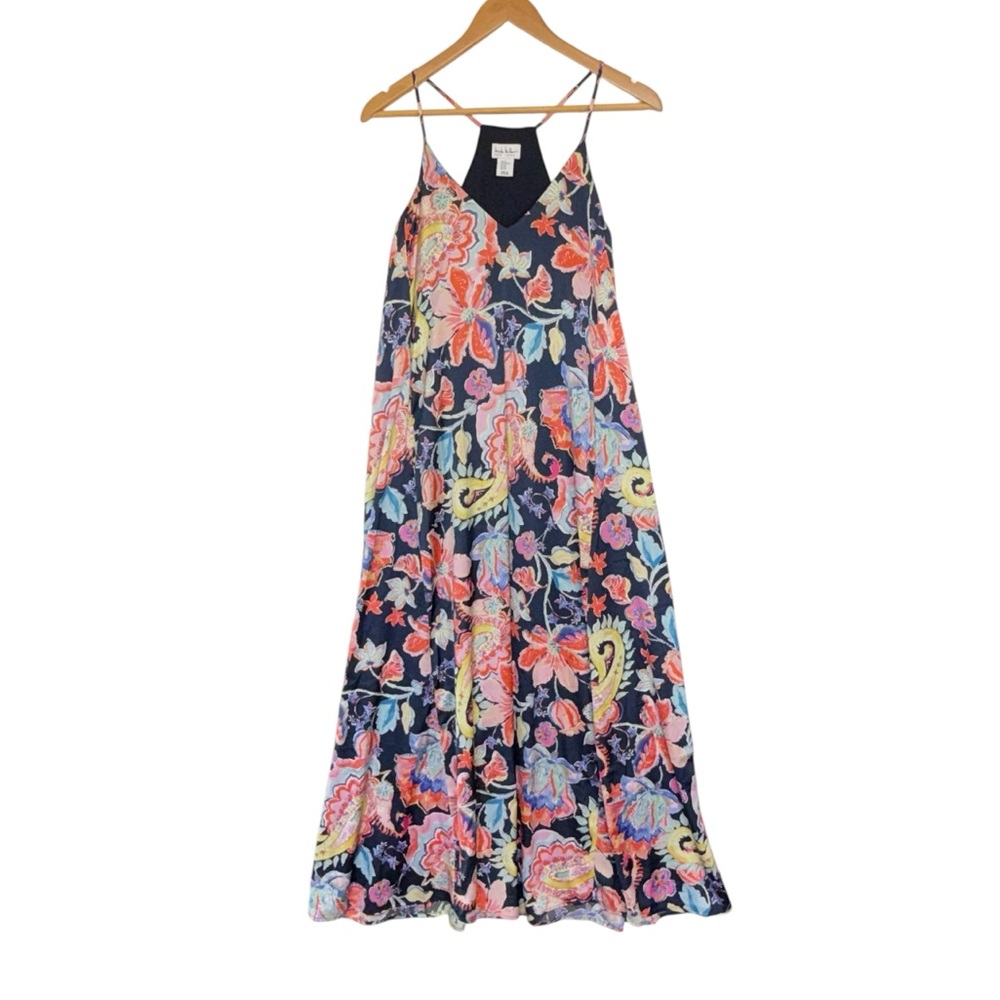 Nicole Miller floral satin maxi dress XS